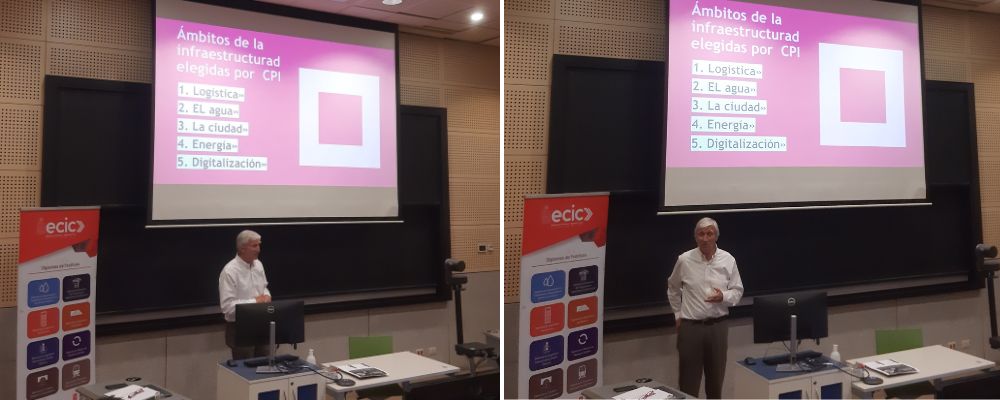 Carloz Cruz explicando los 5 ámbitos de trabajo del Consejo de políticas de Infraestructura (CPI)