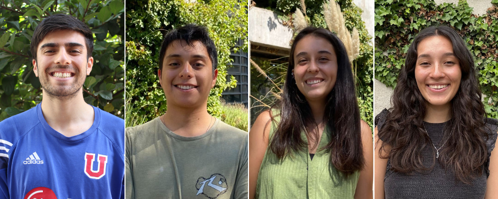 Auxiliares de Extensión en semestre primavera 2024: Benjamin Sabag, Diego Contreras, Fernanda Paz y Josefina Moreno.